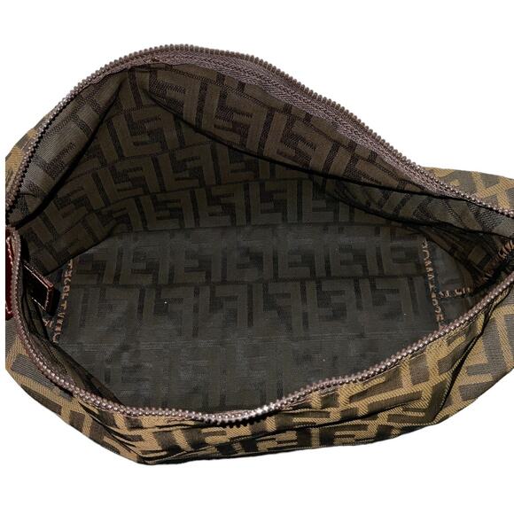 Fendi FF Zucca Print Cosmetic Pouch Clutch Bag Leather Accents - Picture 9 of 16
